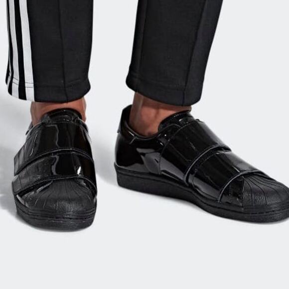 Adidas Superstar 80s CF Patent Leather Sneakers Triple Black Size 5 RARE! Y2K - Picture 13 of 13